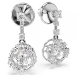 Constella drop earrings Round cut, Dancing stone, White, Rhodium plated